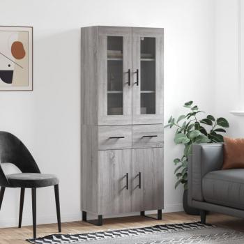 Aparador alto de madera contrachapada gris sonoma 69,5x34x180 cm