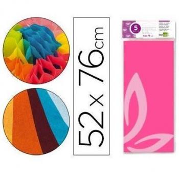PAPEL SEDA LIDERPAPEL 52X76CM 18G/M2 BOLSA DE 5 HOJAS ROSA