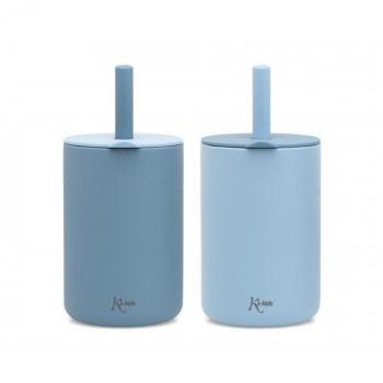 Set 2 Vasos 180Ml Silicona Azul Kiokids