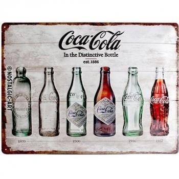 Nostalgic-Art Coca Cola Bottle Timeline Placa Decorativa, Metal, Ocres, 30 x 40 cm