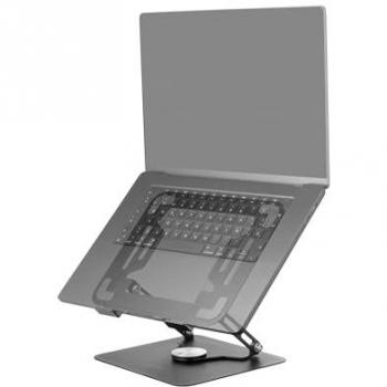 Soporte Ajustable para Portátiles y Tablets hasta 17 con Rotación 360º, Altura e Inclinación Regulables, Estructura de Acero Plegable, Almohadillas Antideslizantes, Color Negro