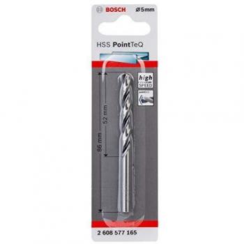 Bosch Professional Broca helicoidal HSS PointTeQ, para metal, 5 x 52 x 86 mm, accesorio de taladro