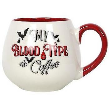 Taza Redondeada de Café Mi Tipo de Sangre es Blanco/Rojo One Size