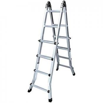 Escalera multifunción telescópica de aluminio 2x4+4 peldaños EN131-4 EDM