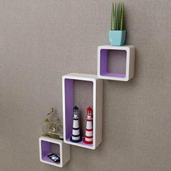 vidaXL 6x Estanterías de Cubos Pared Blanco y Violeta Decoración Librería Casa