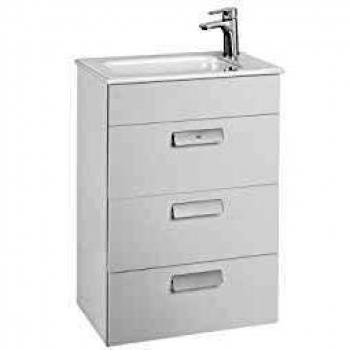 Lavabo + Mueble base 3 cajones Unik Debba Roca, 50 x 36 x 72 centímetros, color blanco