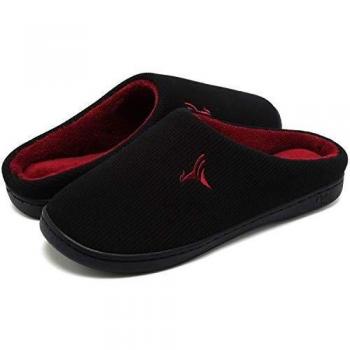 vifuur Hombres Casa Zapatillas High Density Memory Foam Caliente de Lana Indoor Outdoor como Peluche Forro Suela de Goma Anti Skid Slip On Guantes, Color, Talla 40/41 EU