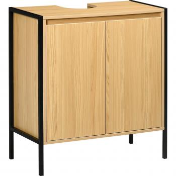 Mueble para Debajo del Lavabo de Madera con 2 Puertas y Estante - Roble