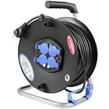 AS-Schwabe 50m Plastic Cable Reel with 3 G1.5 H05VV-F Cables and IP20 Protection
