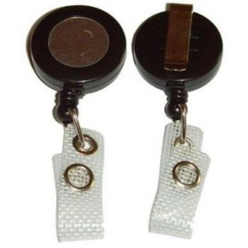 Waizmann.IDeaS® colgador yoyó para tarjetas de identificación transparente Jojo Zipper ovalado con correa y clip, mecanismo retráctil y clip de cinturón para fijación, para fundas de tarjetas de identificación, etc., color x Jojo Rund Schwarz x