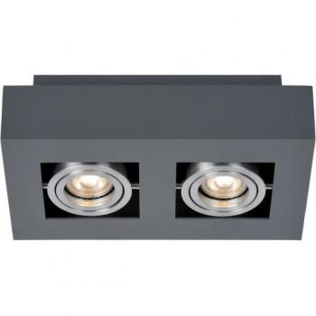 Foco de techo moderno Casemiro, tipo: Aluminio negro, características: montado en superficie, 2 luces, casquillo GU10