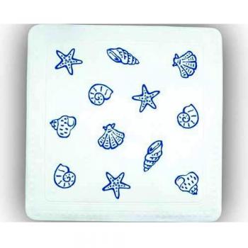 Spirella 55 x 55, Azul colección Concha, Alfombrilla de Ducha, PVC