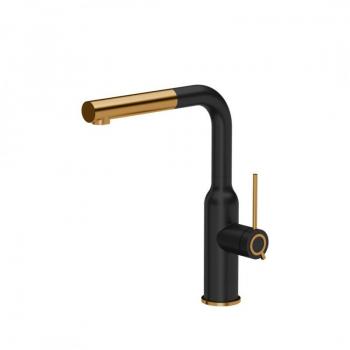 Grifo de cocina Quadron Angelina Q Line Pull-out acero puro carbono mate/PVD cobre