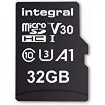Integral Memory 32GB MicroSDHC/XC Card Class 10 UHS-I U3 V30 A1 Up to 100MB/s Read, 30MB/s Write