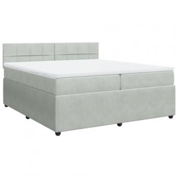 Estructura de cama box spring con colchón de muelles gris claro 200x200 cm terciopelo