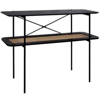 Consola Vintage Efecto Madera y Caña Doble SWEEEK, 100 cm, Manado, Negro, dimensiones 100x37.5x75.5 cm
