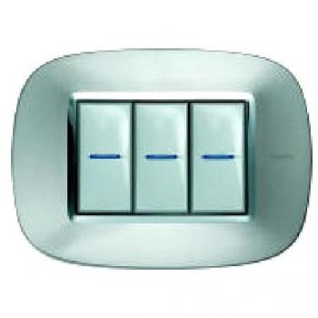 Placa Bticino Axolute de 3 Módulos en Aluminio HB4803XC