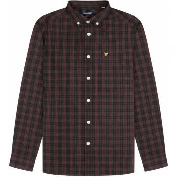 Lyle & Scott Men's Burgundy Checked Long-Sleeve Shirt