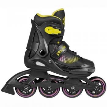 Playlife Patines en línea Joker Yellow Glow, tamaño ajustable, negro/amarillo, para niños, rodamientos ABEC 5