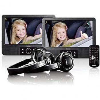 Reproductor de DVD Portátil Lenco MES-415 con Pantallas Dobles de 9 y USB - Negro