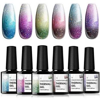 UR SUGAR 7,5ml Esmalte Semipermanente para Uñas Resplandecer Nieve Uñas de Gel Color Combinado Color de La Mezcla Multicolur 6pcs Kit
