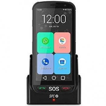SPC Apolo - Smartphone para Personas Mayores con Whatsapp, botón SOS, Botones físicos para Colgar y descolgar, Base de Carga, Iconos XXL, Pantalla de 5”, 16GB de Memoria Ampliable, Android 10 - Negro
