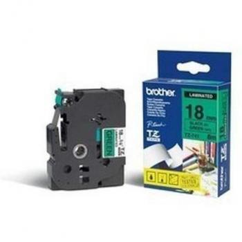Cinta Laminada Brother TZe-741 Verde/Negro 18mm x 8m