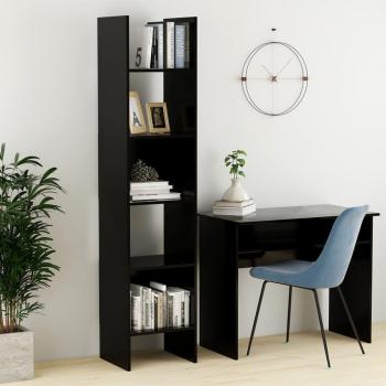 Estantería de madera multicapa negra 40x35x180 cm