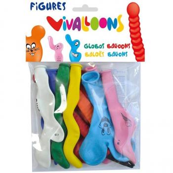 Globo 100% latex biodegradable forma figuras colores surtidos blister de 10 unidades Vivalloons 26501