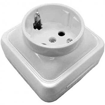 Edm Grupo 43162 Base Schuko T/Tl Superficie, Serie Onsen, Bolsa Blister, Blanco