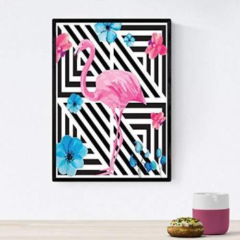 Póster de Flamencos Coloridos - Lámina Dulce y Floral con Diseño de Aves - Tamaño A4 Sin Marco