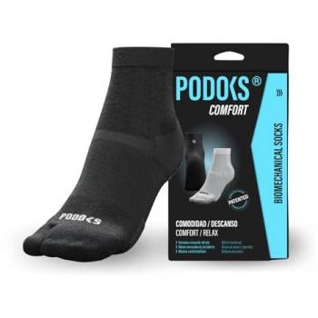 Calcetines Podoks H3 Confort Negros para Fascitis Plantar y Compresión con Almohadillado y Separación del Primer Dedo - M