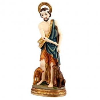 Figura San Lázaro 30 cm. con peana de resina y patrón de los pobres y enfermos