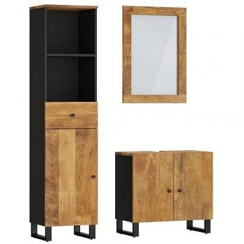 Conjunto de muebles de baño 3 piezas madera maciza de mango