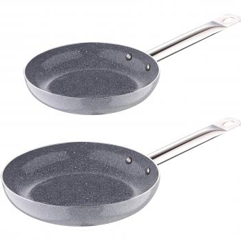 Bergner Q3025 Set 2 Sartenes, Aluminio Prensado, Inducción, Foodies, Gris