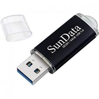 SunData Memorias USB 64GB Pen Drive USB 3.0 Flash Drive Diseño Mini Almacenamiento de Datos hasta 90MB/s,