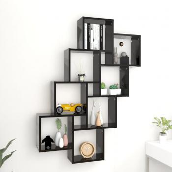 Estante de Pared Hinzo 8 Cubos Negro 119x90x15 cm