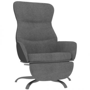 Sillón de Relax con Reposapiés de Tela Gris Oscuro