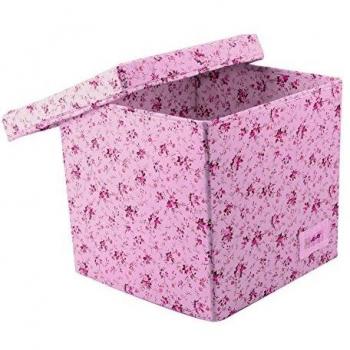 Minene 1550 - Cubo de almacenamiento, diseño con rosas, color rosa