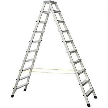Escalera de tijera profesional anodizada Zarges 2 x 10 peldaños, carga máxima 150kg