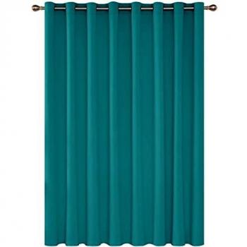 Deconovo Cortinas para Salón, Oficina, Hotel Decorativas, Opacas con Aislamiento Térmico, con Ojales, 254x242cm Turquesa, 1 Pieza