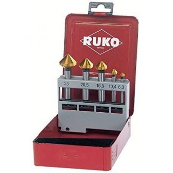 Ruko 102154E - Juego de 5 avellanadores cónicos, DIN 335 forma C