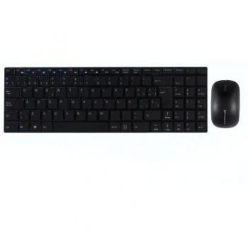 Phoenix Technologies - Pack de Teclado inalámbrico QWERTY español y ratón 1000-2000 DPI inalámbrico Ultra Slim Color Negro
