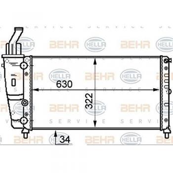 Intercambiador de Calor Hella 8MK376718-081 - Repuesto Original para Radiador, Refrigeración del Motor
