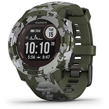 Garmin Instinct Solar Tactical Multisport Smart Watch - Lichen Camo Edition with Silicone Band and Health Monitoring
