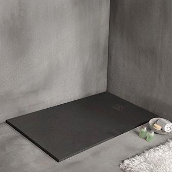 Plato de ducha cuadrado Strato 90x90 cm - Negro - Resistente y fácil de instalar