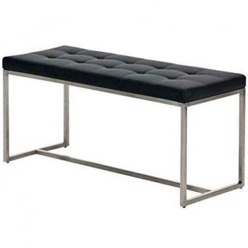 Banco de Cocina Barci Gris de 2 Plazas con Asiento Acolchado y Estructura de Acero Inoxidable