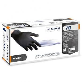Guantes de Nitrilo Negro Sin Polvo Talla M - 100 Unidades REFLEXX78