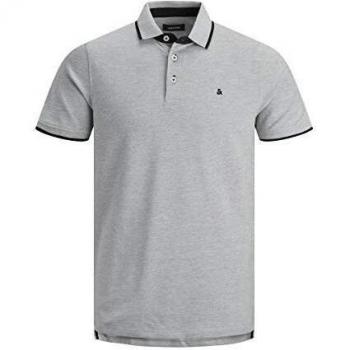 Jack & Jones Paulos Slim Fit Short Sleeve Polo Shirt - Light Grey Melange 2XL