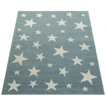 Alfombra Infantil Pelo Corto Estrellas Gris 80x150 cm